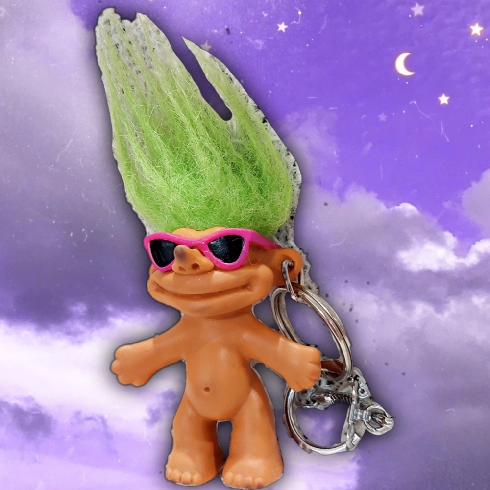 Rare Vintage 1991 Troll Keychain Figurine